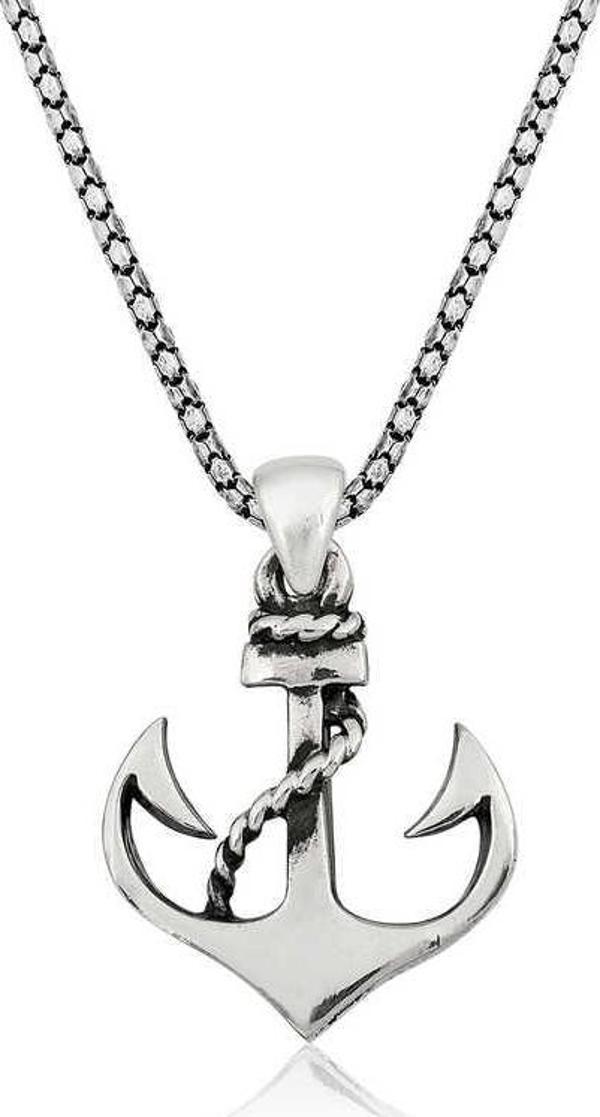 925 Ayar Gümüş Deniz Çapası Erkek Gümüş Kolye - Image 1