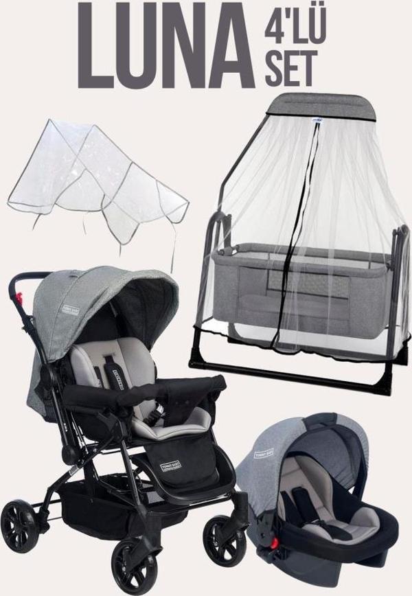 Tommybaby Luna 4'Lü Set Bebek Arabası Puset Beşik Bebek Arası Yağmurluğu - Image 1