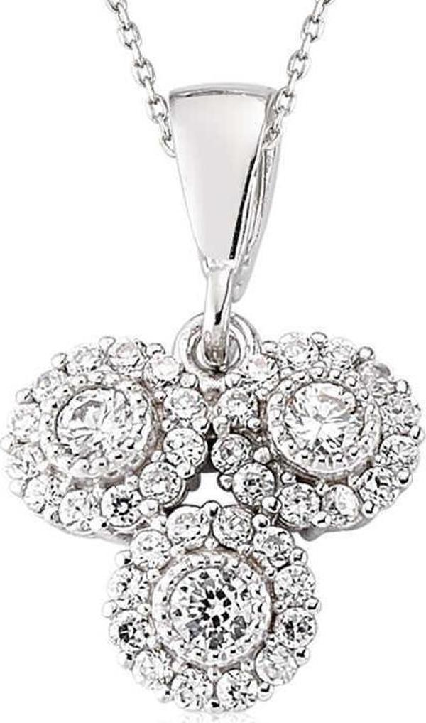 925 Ayar Gümüş Beyaz Taşlı Kadın Gümüş Kolye - Image 1