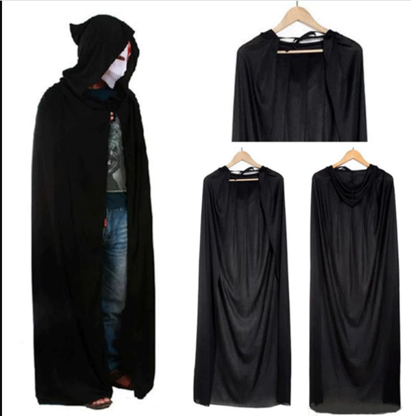 Parti Aksesuar Cadılar Bayramı Kapişonlu Pelerin Siyah 90 cm - Image 1