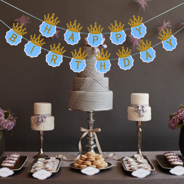 Parti Simli Happy Birthday Flama Dekor 3 Metre Mavi Renk - Image 1