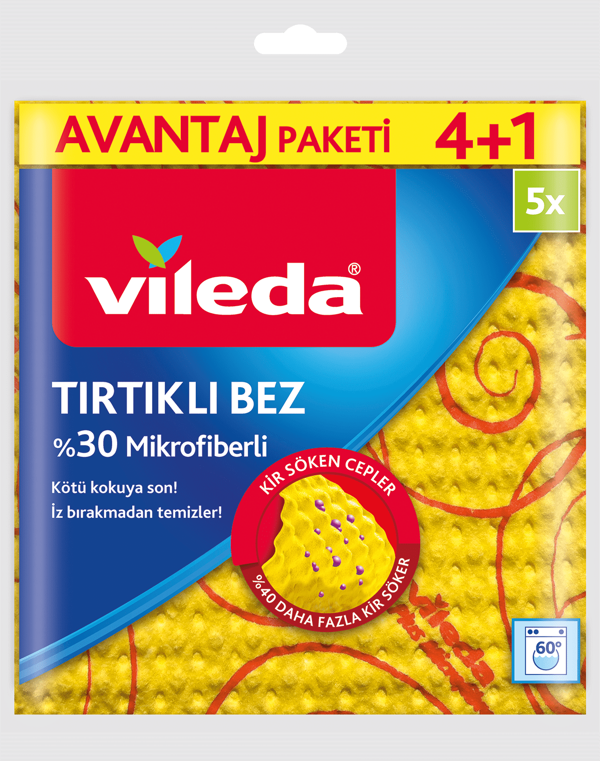 Vileda Tırtıklı Kir Söken Cep %30 Mikrofiber Temizlik Bezi 4'lü - Image 1