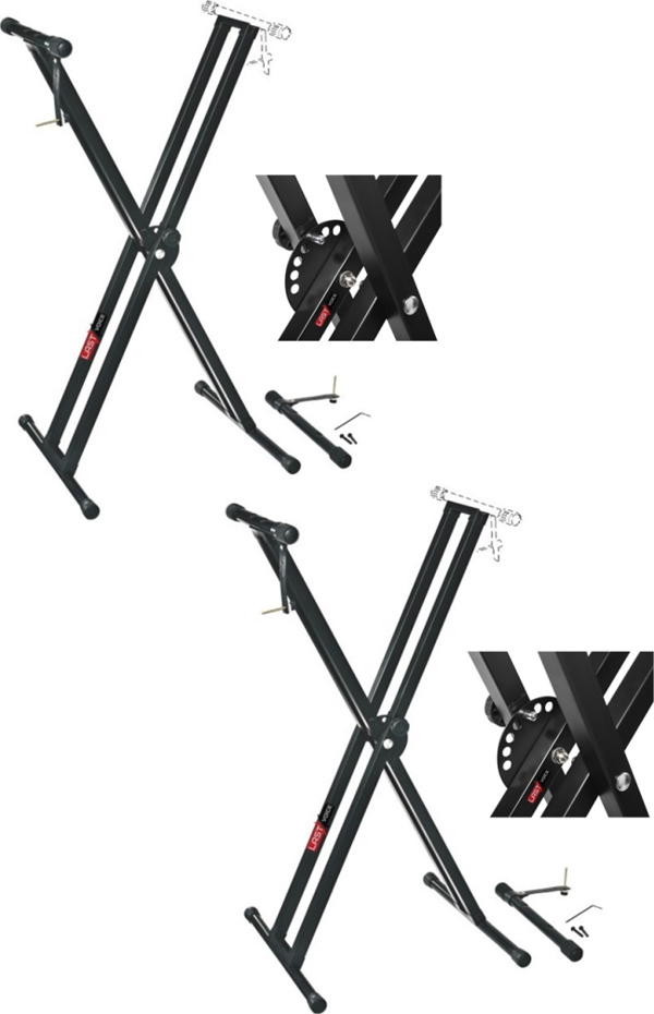 Lastvoice Ks-04DX 2Lİ SET Çift Profilli 7 Kademeli Üst Segmen Org Sehpası Standı Ayağı (Sabitleme Kayışlı) - Image 1