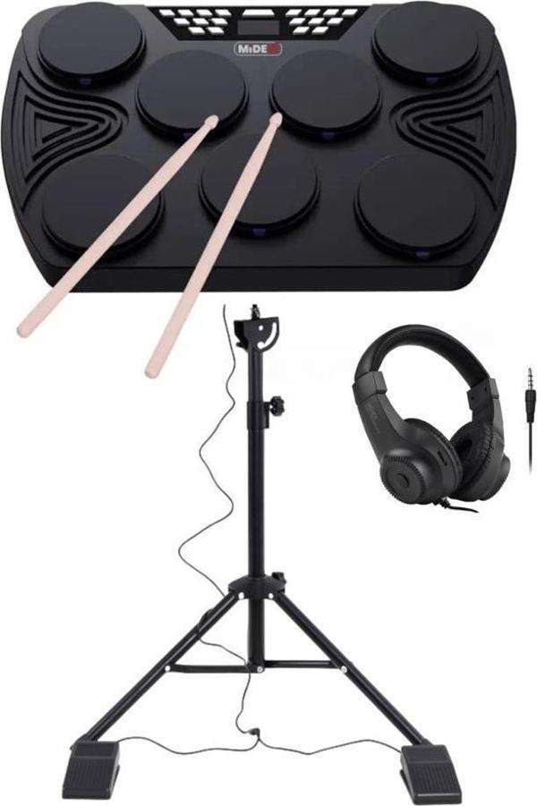 Midex DDX-105ST Profesyonel Standlı Dijital Davul Şarjlı Elektronik Bateri Bluetooth (Davul Stand Kulaklık Baget) - Image 1