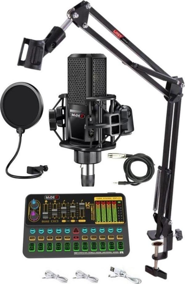 Midex MX-2020 Platinium Set Efektli Ses Kartı Mikrofon Stand Kayıt Canlı Yayın Seti (PC ve Telefon) - Image 1