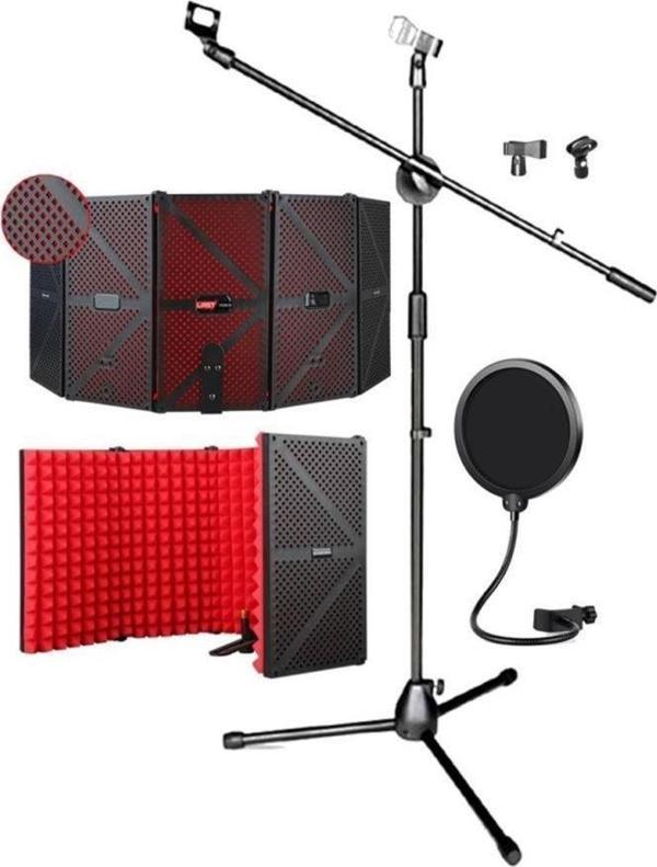 Midex PF-44X RED Mikrofon Standı Filtre ve Ses Yalıtım İzolasyon Paneli - Image 1