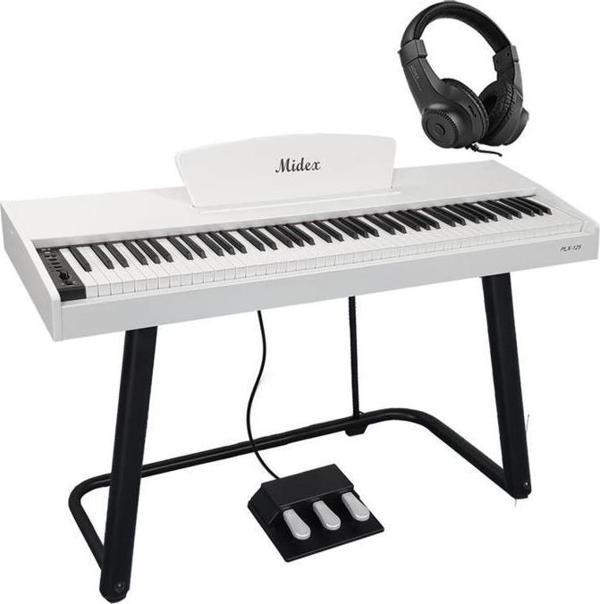 Midex PLX-125WH Taşınabilir Dijital Piyano Tuş Hassasiyetli 88 Tuş Bluetooth (Stand ve Kulaklık İle) - Image 1