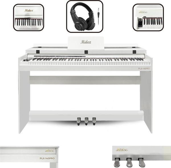 MİDEX PLX-160WH BEYAZ DİJİTAL PİYANO + BHC182 KULAKLIK - Image 1