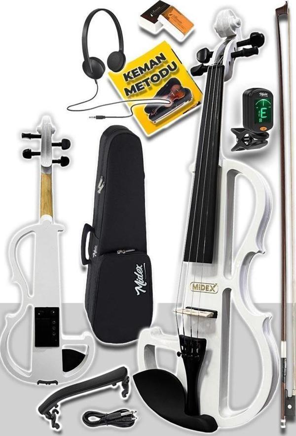 Midex RCZ-606W Elektro Keman Seti Beyaz (Kulaklık Kablo Metod Tuner Yastık ) - Image 1