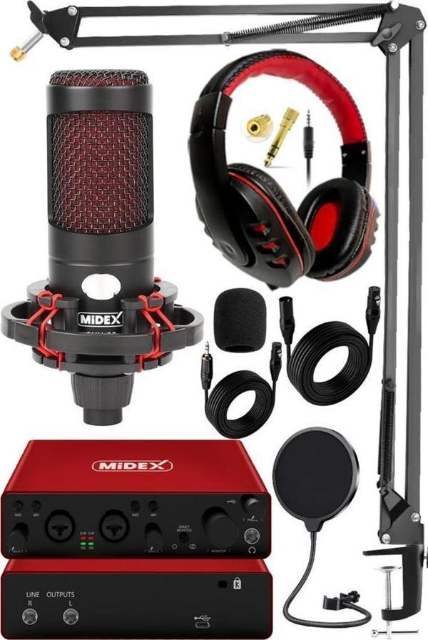 Midex Superior Pack-2 Stüdyo Kayıt Ekipmanları GLX-800 Ses Kartı CXN-30 Stüdyo Mikrofon - Image 1