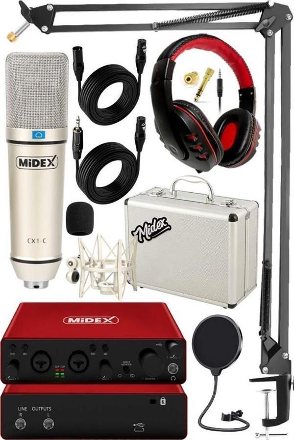 Midex Superior Pack-3 Stüdyo Kayıt Ekipmanları GLX-800 Ses Kartı CX1 Stüdyo Mikrofon - Image 1