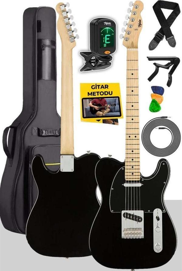 Midex Telecaster Black SS Elektro Gitar Full Set - Image 1