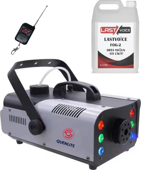 Quenlite QL-1200RGB-LK LED Işıklı Sis Makinesı 1200 Watt Uzaktan Kumandalı (5 Litre Likit ile Birlikte) - Image 1