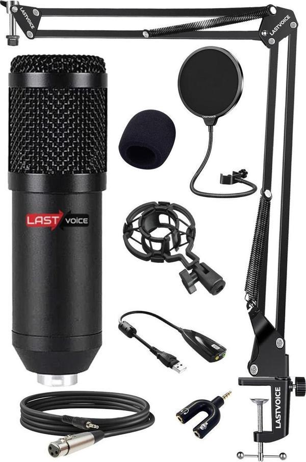 Lastvoice BM800BT Black Kondanser Mikrofon Stand Filtre Ses Kartı - Image 1