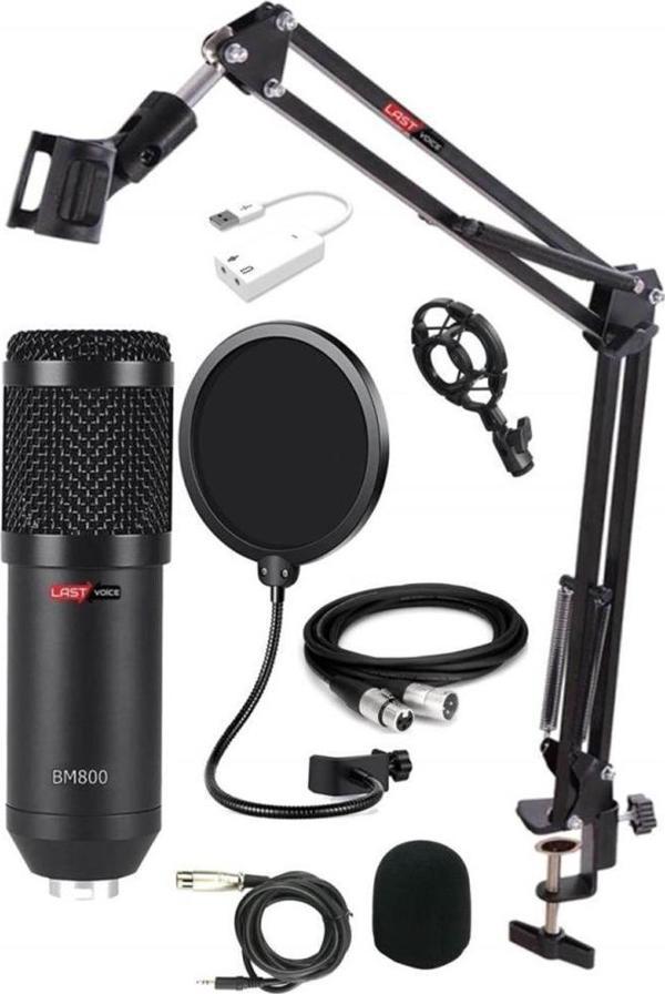 Lastvoice BM800XLR Condenser Mikrofon + Shock Mount + Stand + Pop Filtre - Image 1