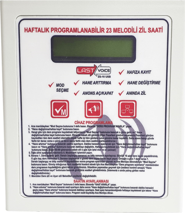 Lastvoice Haftalık Programlı Okul Zil Saati 23 Melodi (ZS10) - Image 1