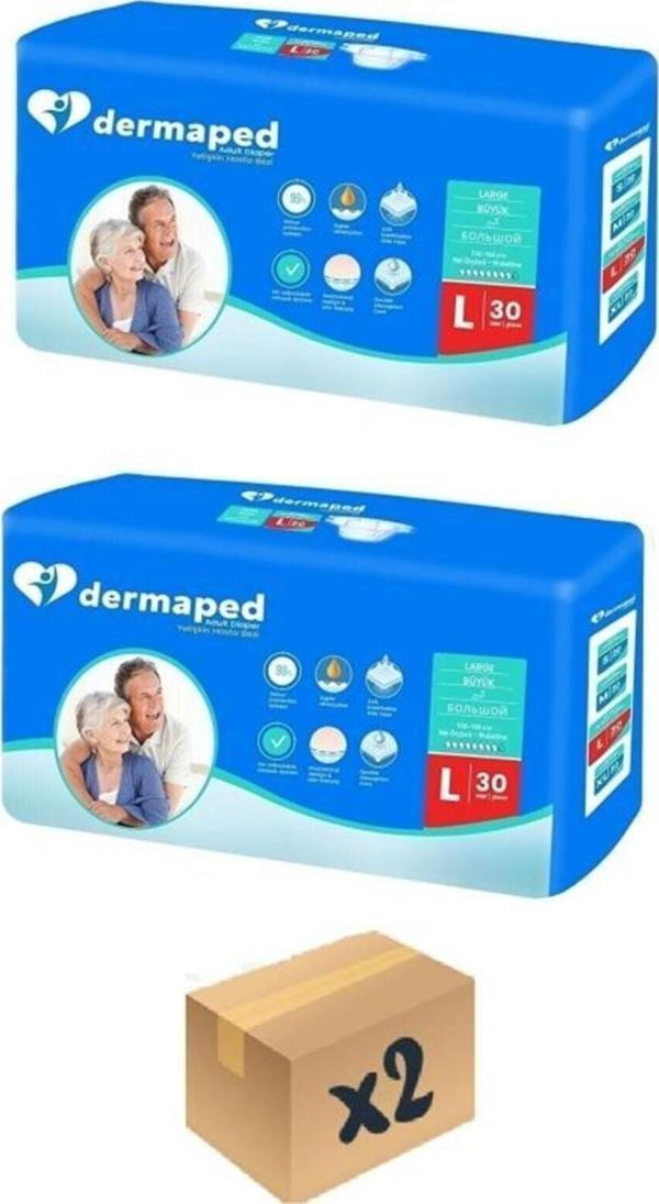 Dermaped Yetişkin Hasta Bezi Bel Bantlı Büyük Boy (l) Beden Süper Emici Avantaj Paket 30*2 60 Adet - Image 1
