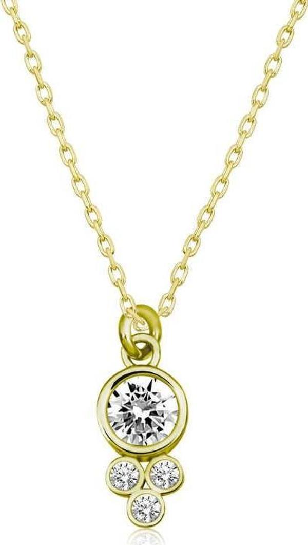 925 Ayar Gümüş Çiğ Damlası Yuvarlak Tektaş Bayan Gümüş Kolye - Image 1