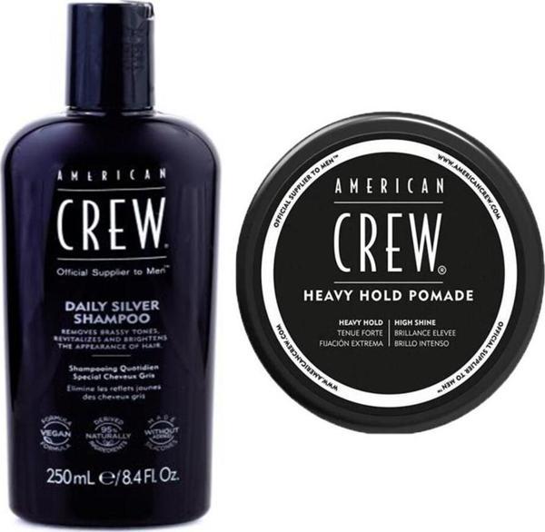 American Crew Daily Silver Şampuan 250 ML + American Crew Heavy Hold Pomade Saç Şekillendirici Krem - Image 1