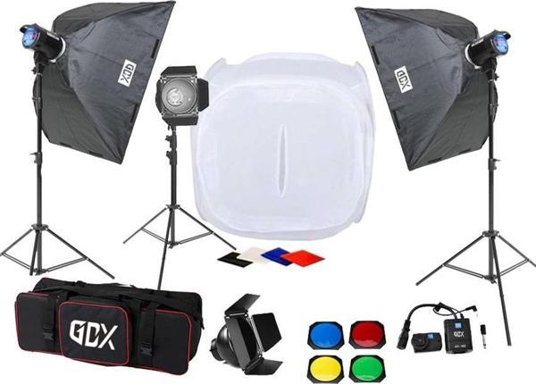 Gdx BM400 3'lü Paraflaş Set + Çekim Çadırı 120x120cm - Image 1