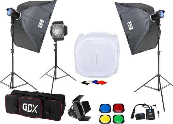 Gdx BM400 3'lü Paraflaş Set + Çekim Çadırı 80x80cm - Image 1