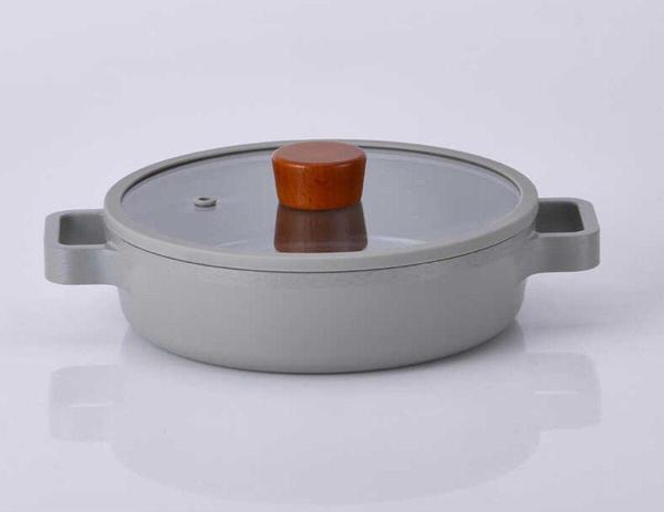 0128 D-NEOG226L FIKA CAM KAPAKLI ALUMINYUM DOKUM SIG TENCERE 26CM GRI - Image 1