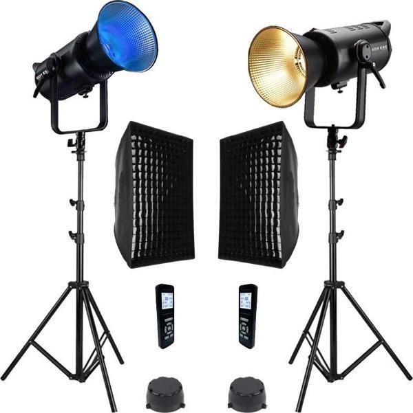 Gdx Exc-180RGB-II Rgb Led Video Işığı 2'li Full Set (Gridli 60x90 Softbox + 260 cm Kalın Işık Ayağı) - Image 1