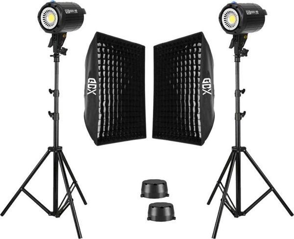 GDX HD-60W Led Video Işığı 2'li Full Set (60x90 Softbox + 260cm Işık Ayağı) - Image 1