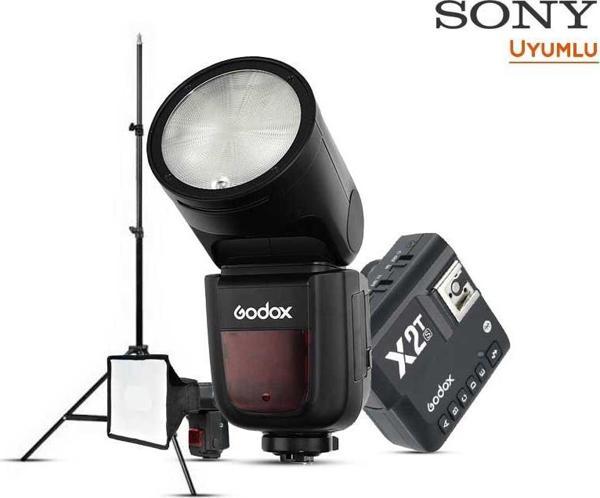 Godox V1 Sony Flaş Full Set (Flaş, Tetikleyici, Softbox, Tripod) - Image 1