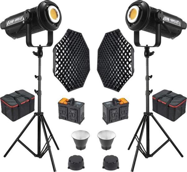 Gdx LV-700C-II B Bi Color Led Video Işığı 2'li Full Set (Gridli 170 Octa Softbox + 260 cm Kalın Işık Ayağı) - Image 1