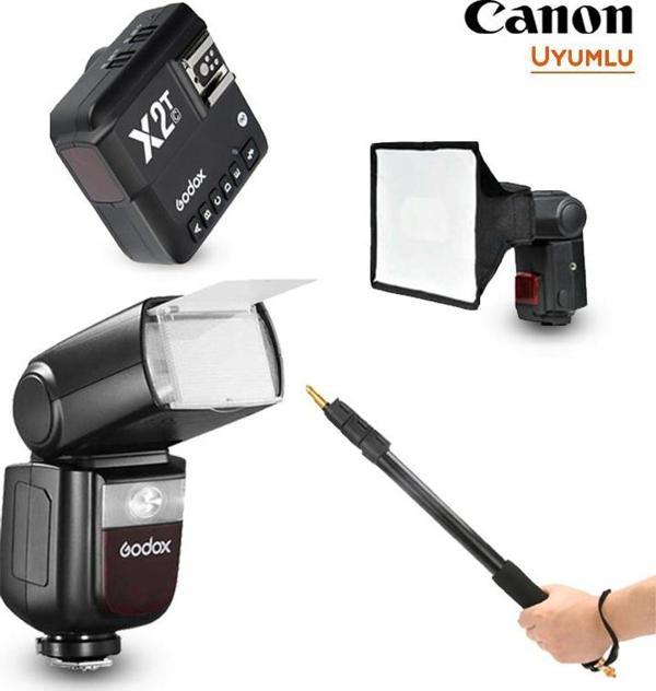 Godox V860III-C Canon Flaş Full Set (Tepe Flaş + Tetikleyici + Portable Boom + Softbox) - Image 1