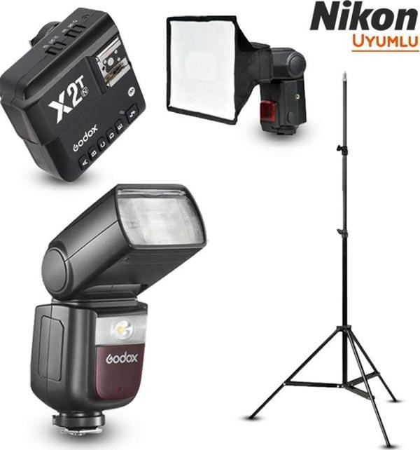 Godox V860III-N Nikon Flaş Full Set (Tepe Flaş + Tetikleyici + Ayak + Softbox) - Image 1