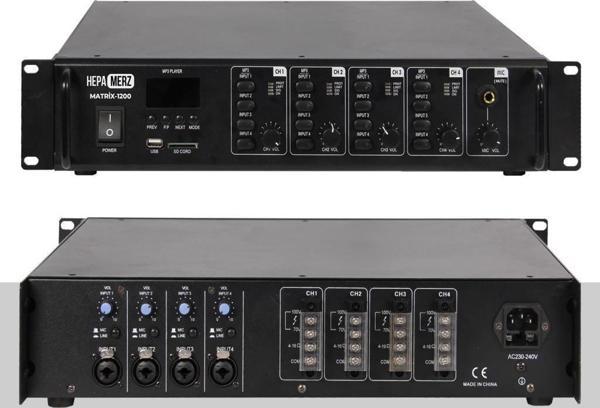 Midex Matrix-1200 4 Bölgeli Matrix Mikser Amfi 4x300W (1200W) - Image 1