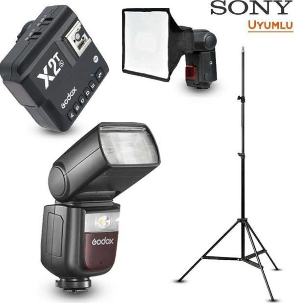 Godox V860III-S Sony Flaş Full Set (Tepe Flaş + Tetikleyici + Ayak + Softbox) - Image 1