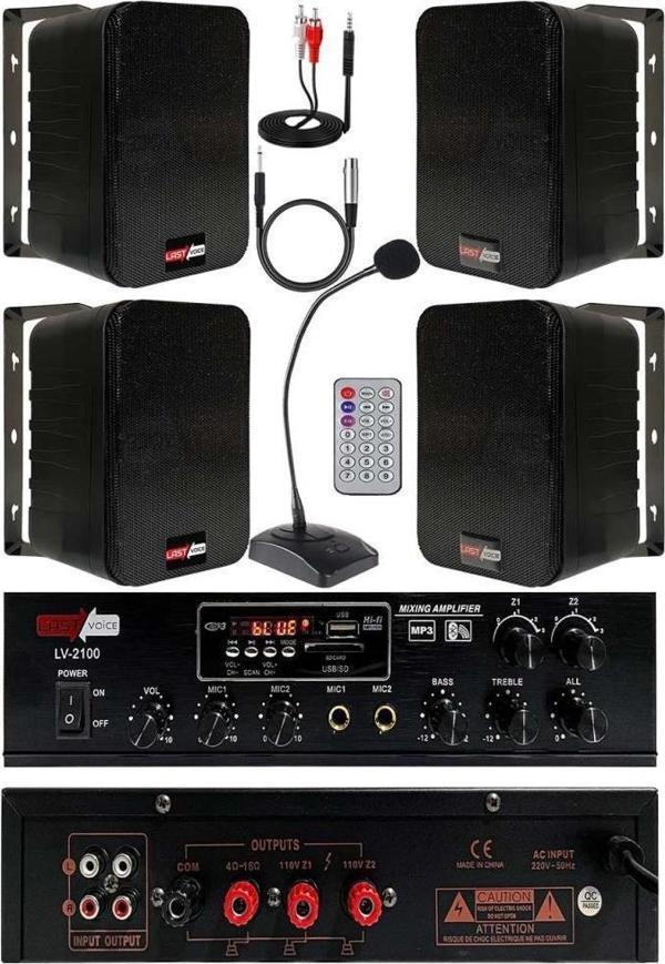 Lastvoice Black Large Paket-3 Hoparlör ve Amfi Anons Ses Sistemi Seti - Image 1