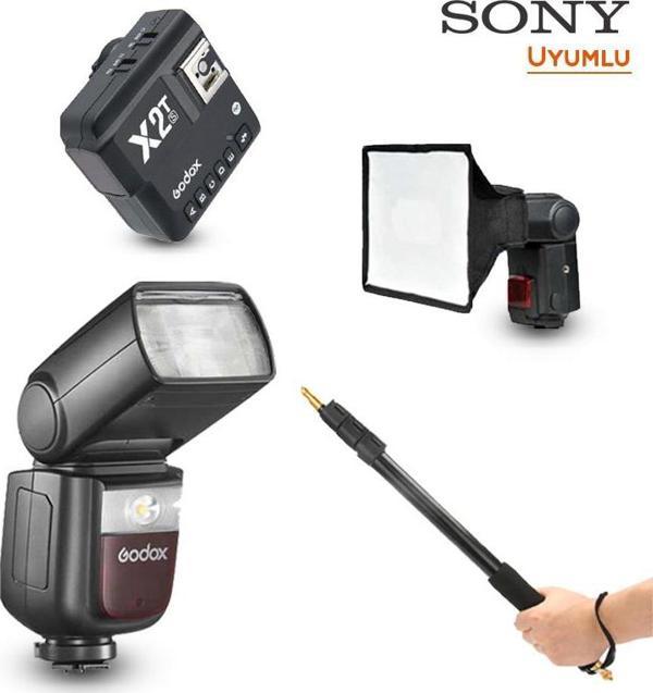 Godox V860III-S Sony Flaş Full Set (Tepe Flaş + Tetikleyici + Portable Boom + Softbox) - Image 1