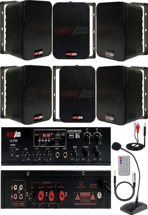 Lastvoice Black Large Paket-5 Hoparlör ve Amfi Anons Ses Sistemi Seti - Image 1