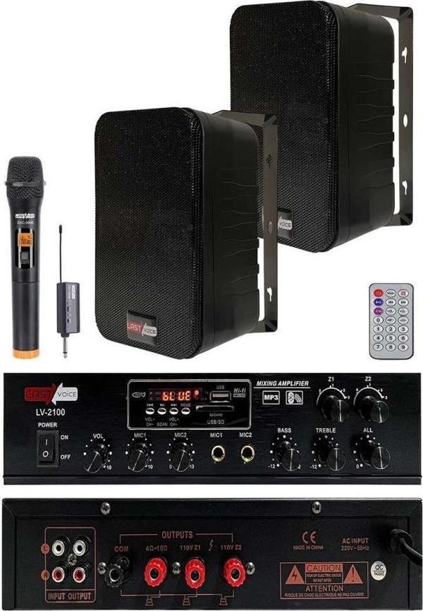 Lastvoice Black Large Plus Paket-1 Hoparlör ve Amfi Anons Ses Sistemi Seti - Image 1
