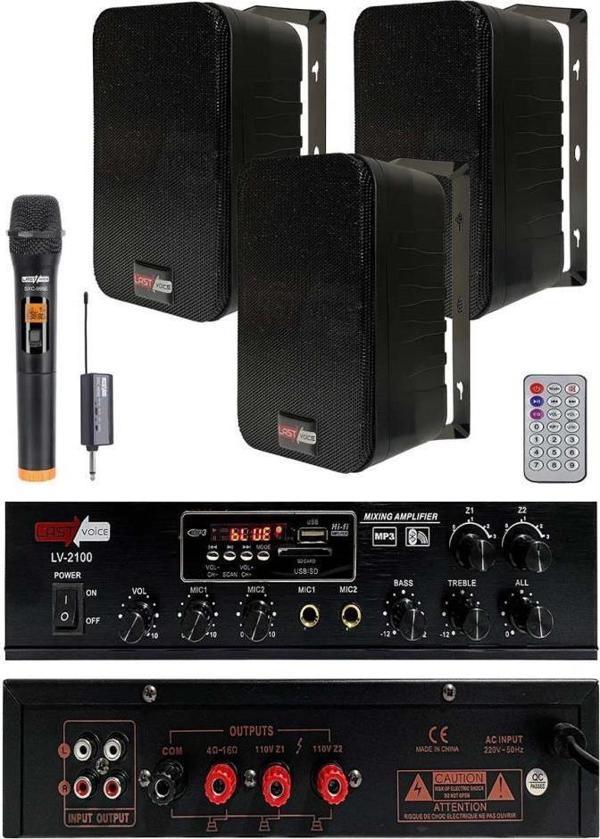 Lastvoice Black Large Plus Paket-2 Hoparlör ve Amfi Anons Ses Sistemi Seti - Image 1