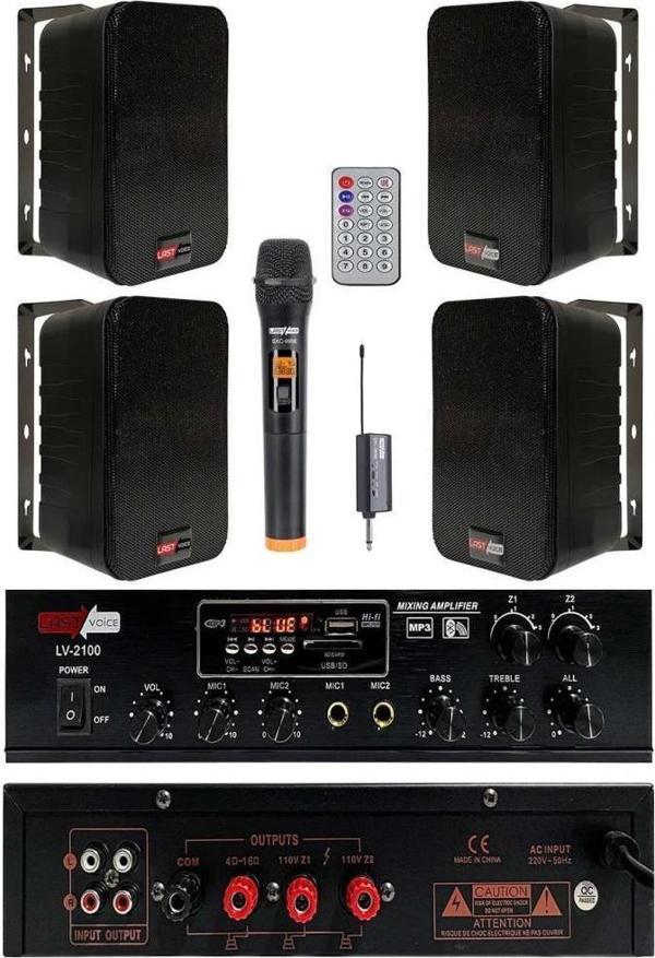 Lastvoice Black Large Plus Paket-3 Hoparlör ve Amfi Anons Ses Sistemi Seti - Image 1