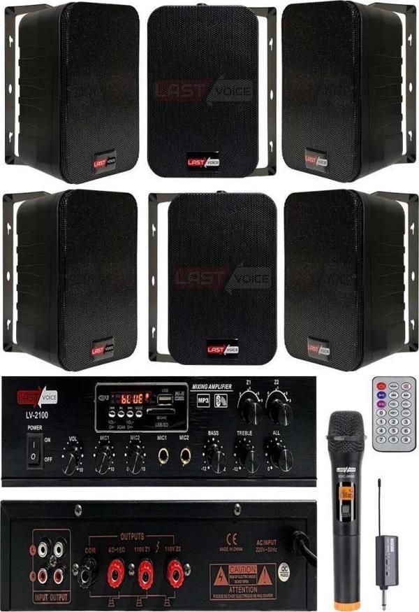 Lastvoice Black Large Plus Paket-5 Hoparlör ve Amfi Anons Ses Sistemi Seti - Image 1