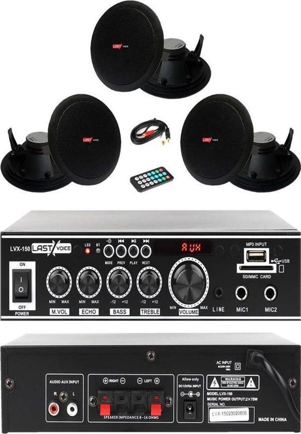 Lastvoice Black Small-2 Tavan Hoparlör ve Amfi Ses Sistemi Paketi - Image 1