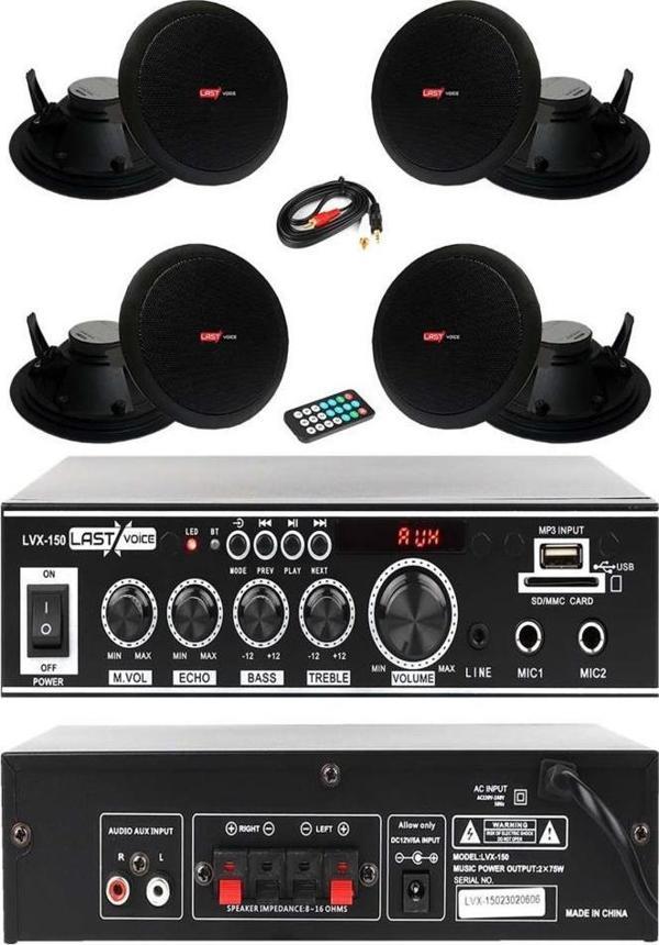 Lastvoice Black Small-3 Tavan Hoparlör ve Amfi Ses Sistemi Paketi - Image 1