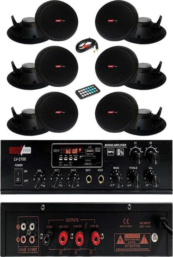 Lastvoice Black Small-6 Tavan Hoparlör ve Amfi Ses Sistemi Paketi ( 1 AMFİ + 6 HOPARLÖR ) - Image 1