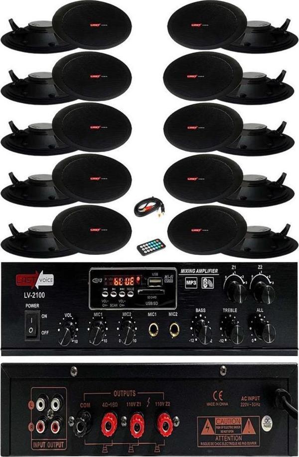 Lastvoice Black Small-8 Tavan Hoparlörü Amfi Mikrofon Ses Sistemi Paketi - Image 1