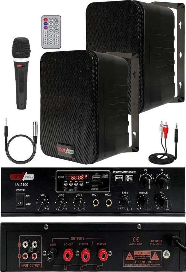 Lastvoice Black Soft Paket-1 Hoparlör Amfi Mikrofon Mağaza Ses Sistemi Seti - Image 1