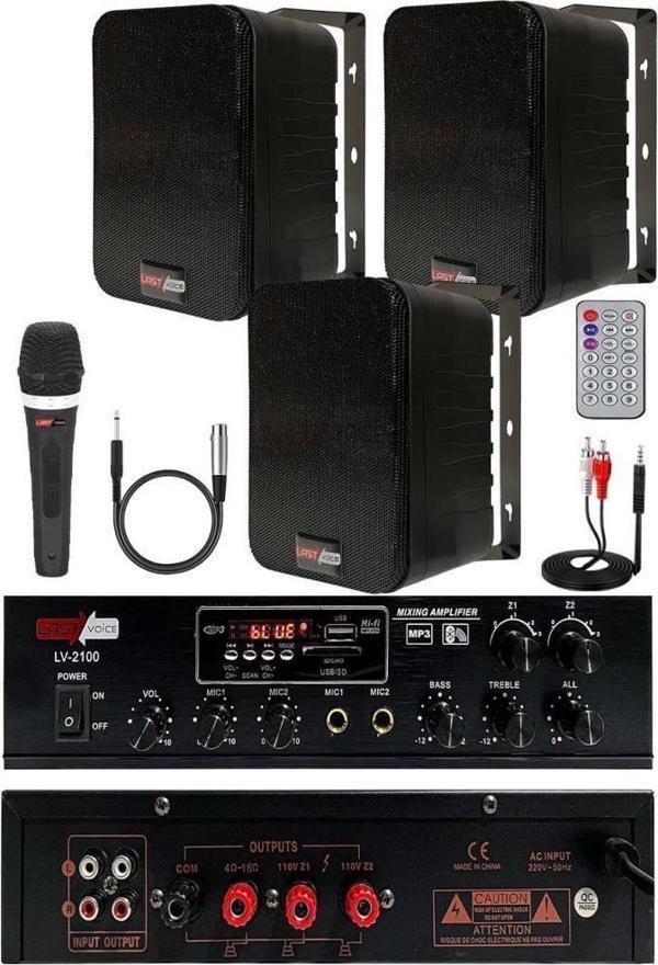 Lastvoice Black Soft Paket-2 Hoparlör Amfi Mikrofon Mağaza Ses Sistemi Seti - Image 1