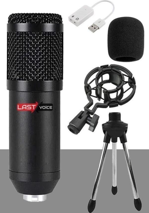 Lastvoice BM800 Full Black Stüdyo Twitch Yayıncı Mikrofonu (Mini Tripod + 7.1) - Image 1