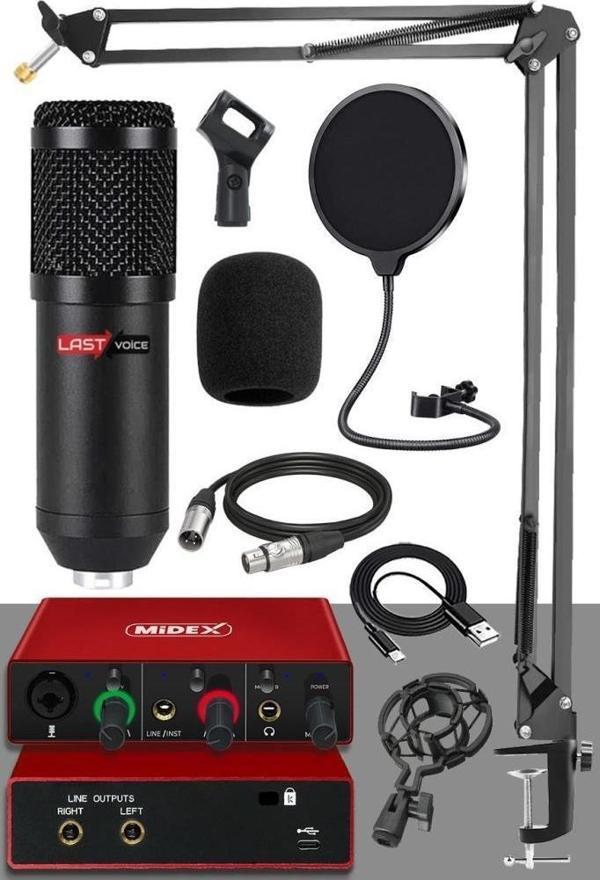 Lastvoice BM800-GLX-500 PRO Ses Kartı ve Condenser Mikrofon Stand Filtre Set - Image 1