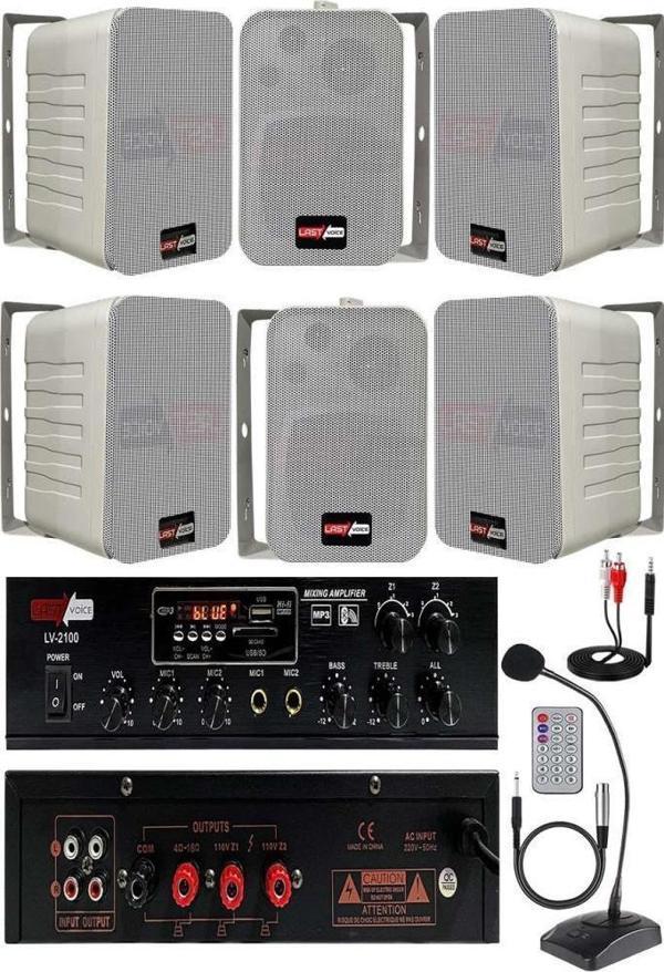 Lastvoice Large Paket-5 Hoparlör ve Amfi Anons Ses Sistemi Seti - Image 1
